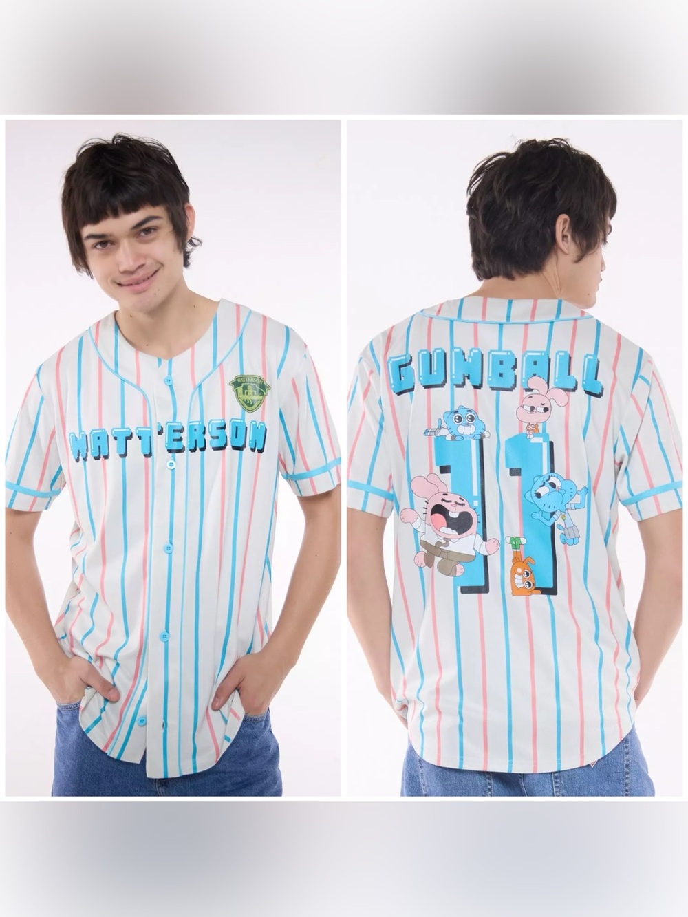 CARTOON NETWORK The Amazing World Of Gumball Watterson Baseball Jersey Size 2X